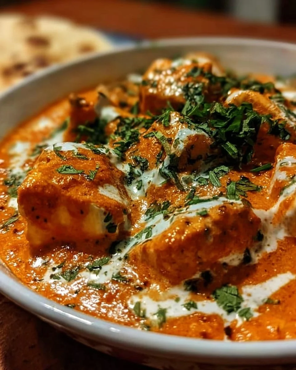 Cremige Halloumi Makhani mit aromatischen Gewürzen und frischen Kräutern