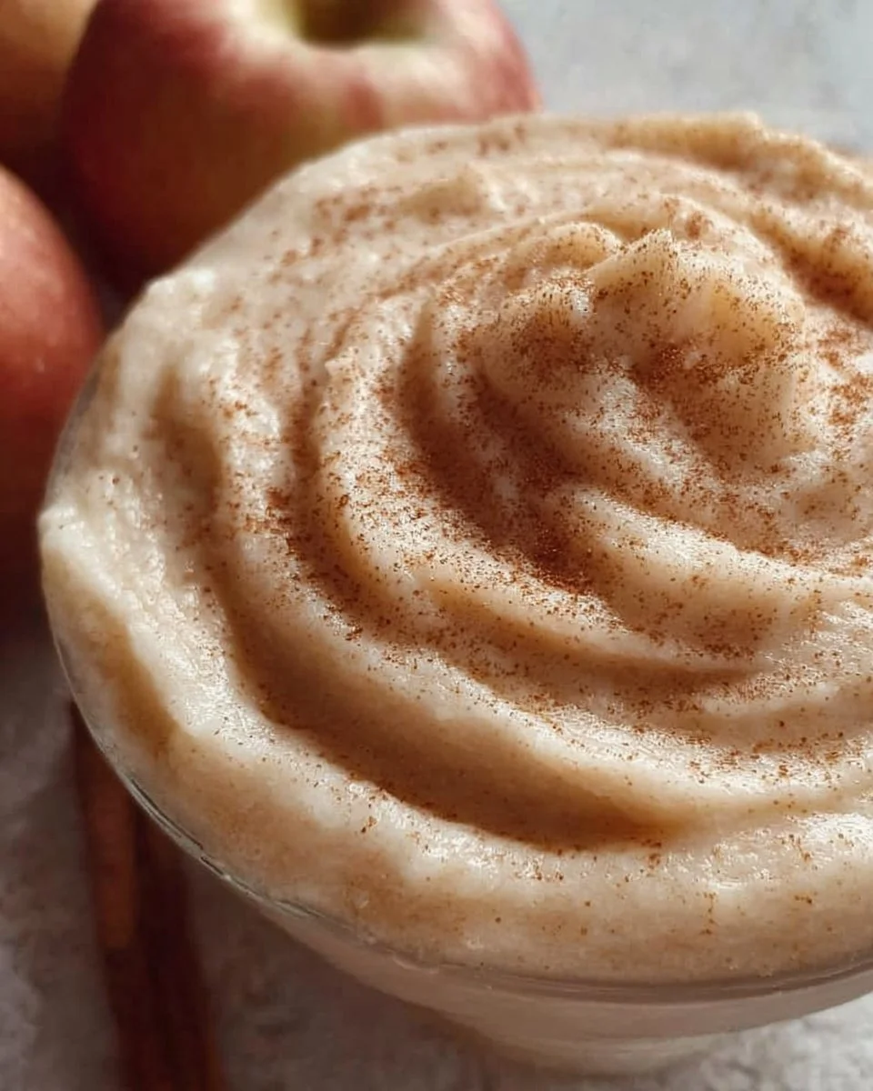 Cremige Zimtcreme mit Apfelmus in einer Schüssel serviert