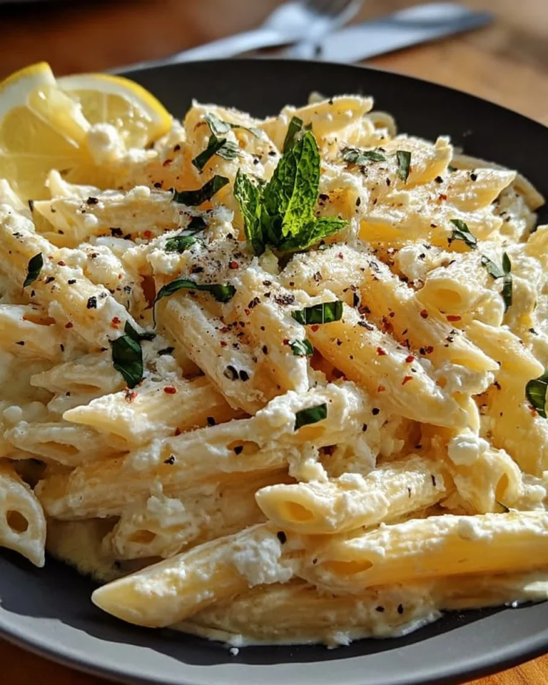 Cremige Zitronen-Feta-Pasta mit frischen Zutaten und einer zarten Zitronensauce.
