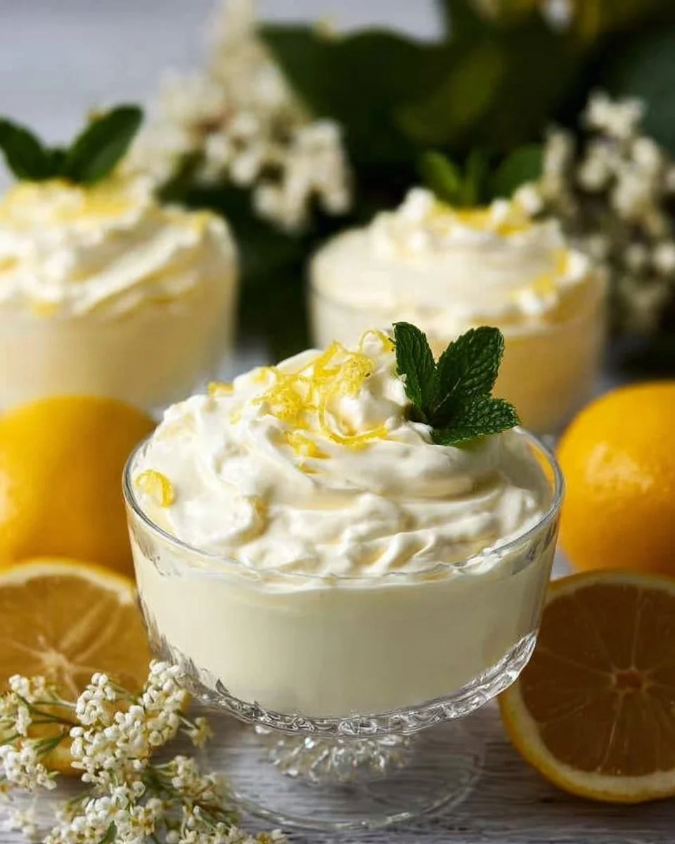 Cremige Zitronenmascarpone-Creme in einer Schüssel serviert