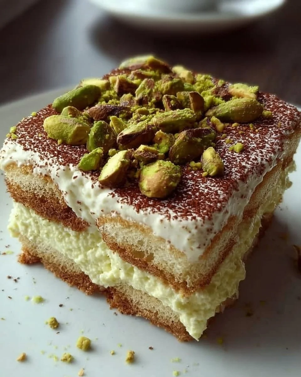 Cremiges Pistazien-Tiramisu, eine köstliche Dessert-Variante mit Pistazien.