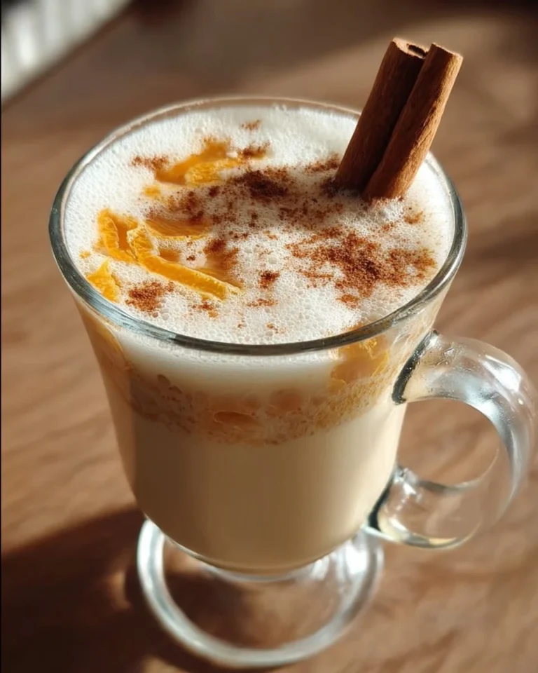 Schüssel mit Orange Zimt Milchtee Rezept mit frischen Zutaten