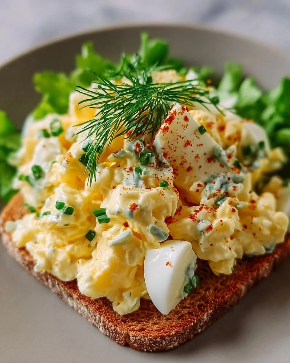Eiersalat ohne Mayo mit frischen Zutaten und aromatischen Kräutern