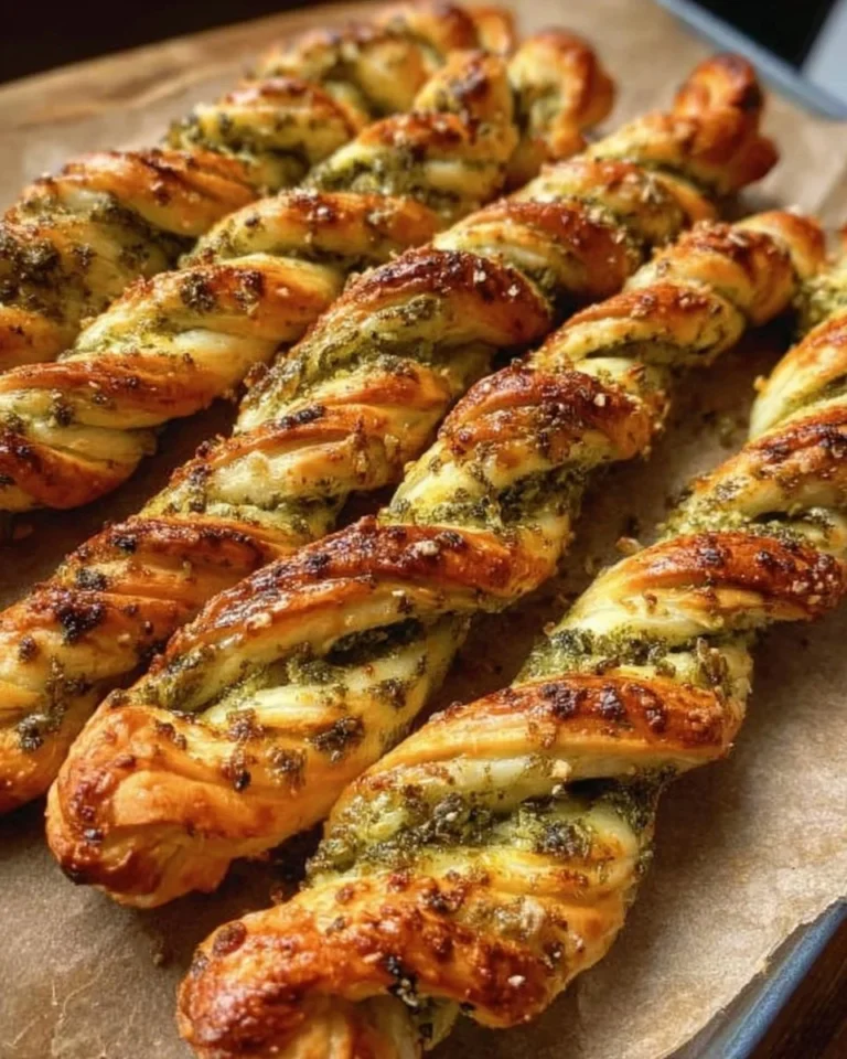 Leckere Pesto-Twists aus frischem Pesto und Blätterteig.