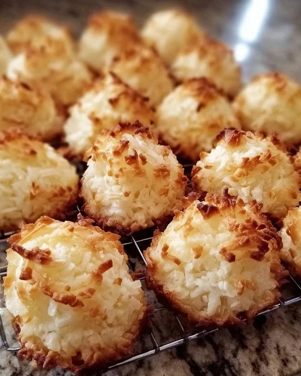 Schüssel mit einfachen, veganen Kokos-Makronen auf einem Tisch