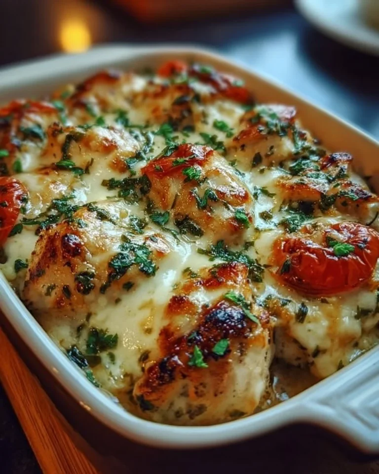 Gebackener toskanischer Hähnchenauflauf mit Gemüse und würziger Soße