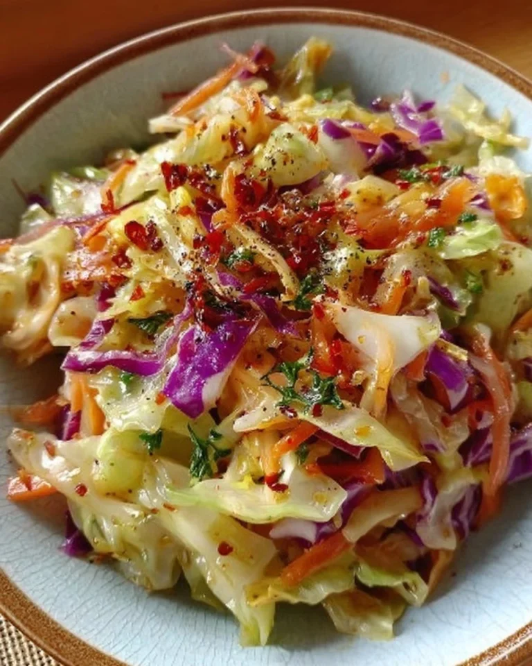 Gebrühter Krautsalat in einer bunten Schüssel