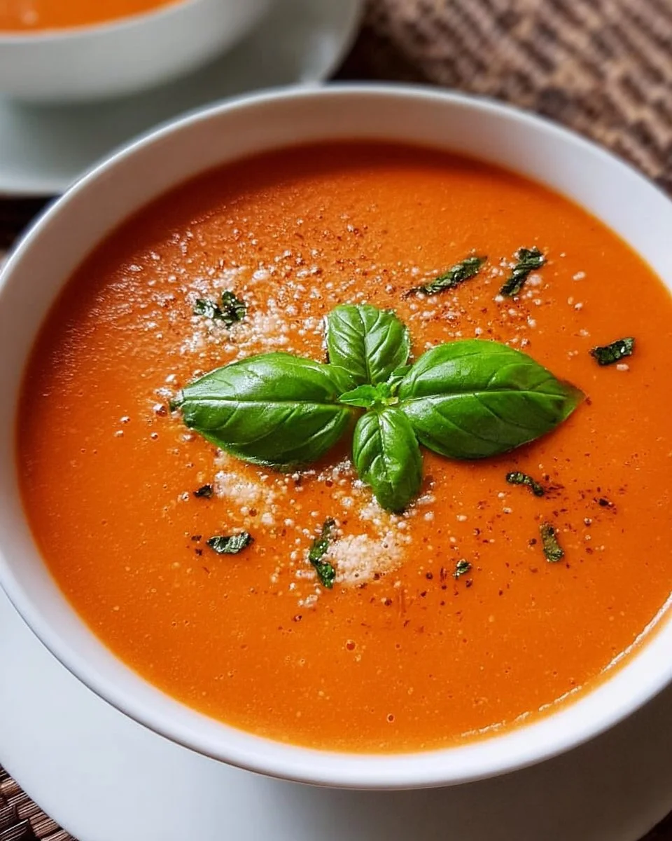 Hohe Protein Tomatensuppe in einer Schüssel mit frischen Zutaten