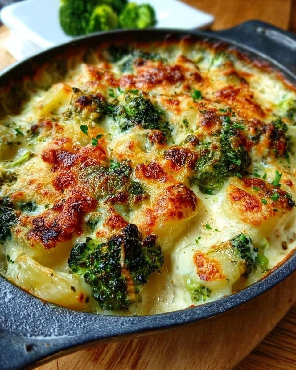 Cremiger Kartoffel-Brokkoli-Auflauf, vegetarisches Rezept mit Kartoffeln und Brokkoli