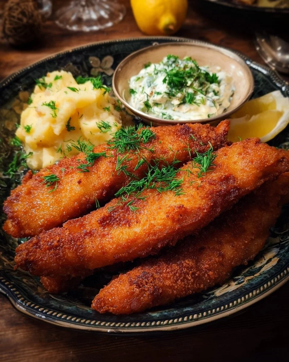 Krosse gebratene Fische auf einem Teller serviert