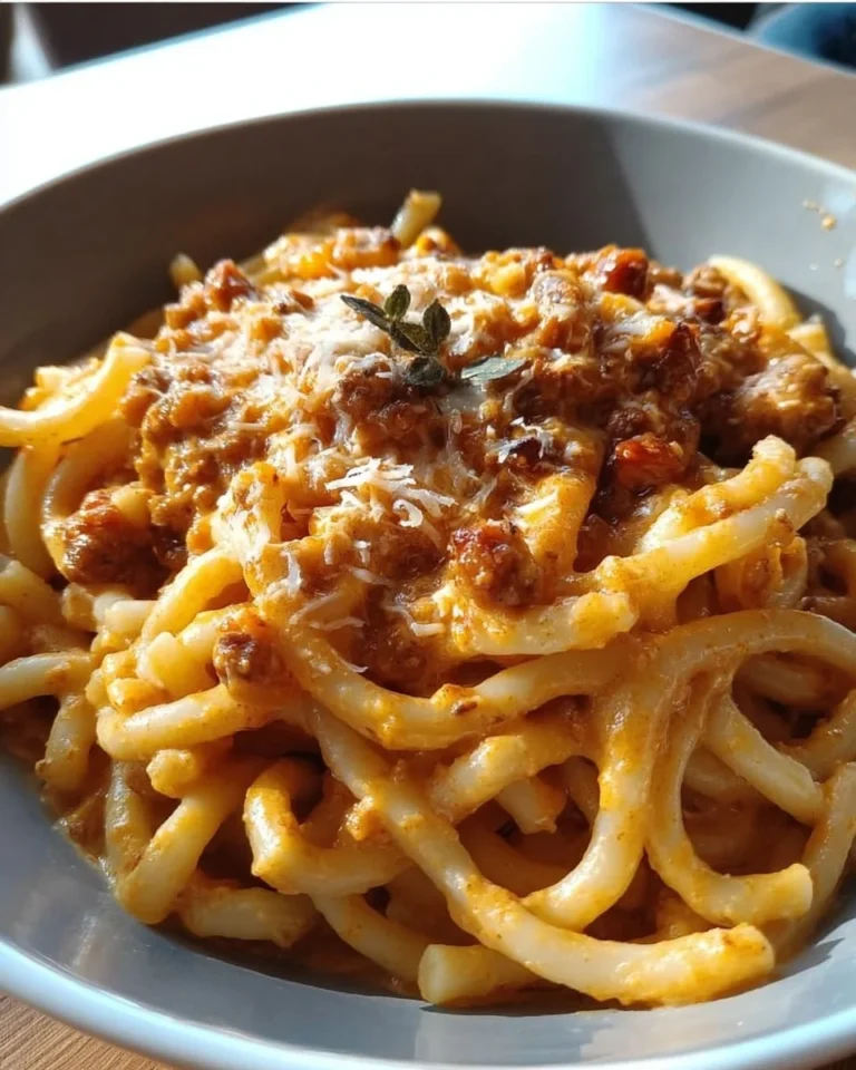 Kürbis-Bolognese mit Pasta im Herbst