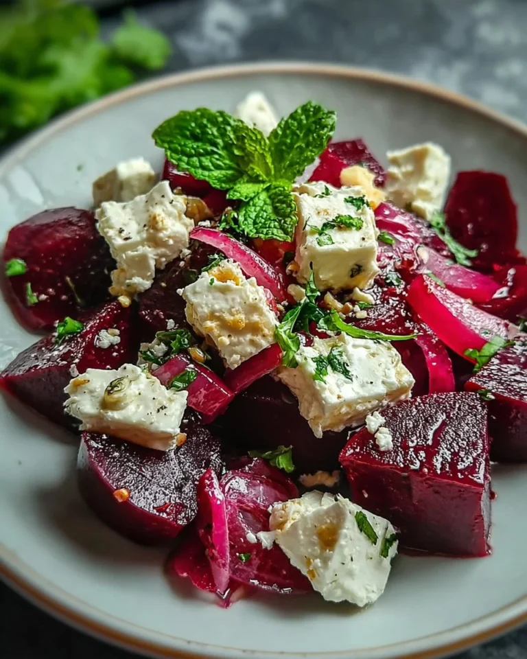 Leckerer Rote-Bete-und-Feta-Käse-Salat mit frischen Zutaten.