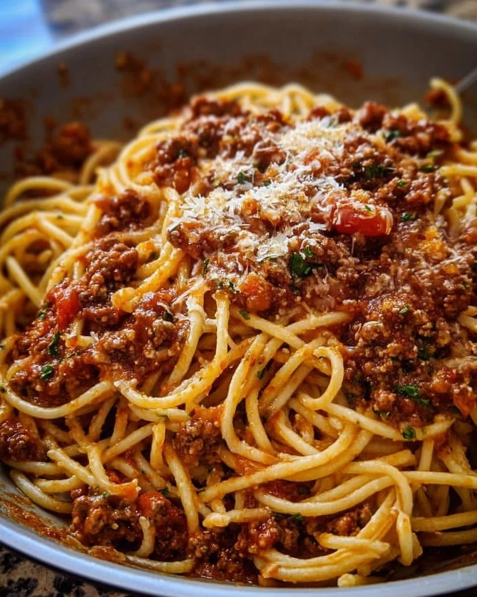 Schnelles Spaghetti-Pot-Rezept mit Hackfleisch in einem Topf zubereitet