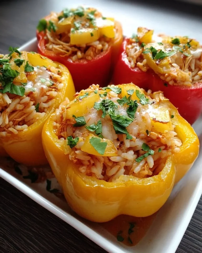 Teriyaki-Hühnchen mit Ananas gefüllte Paprika auf einem Teller angerichtet.