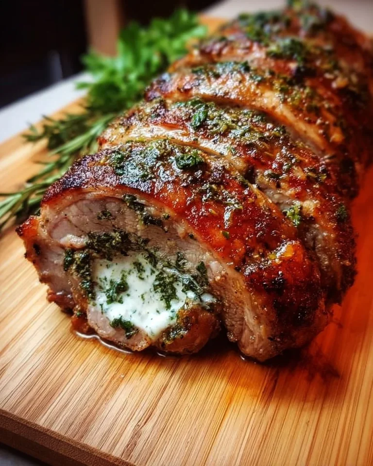 Türkischer Rollbraten mit Petersiliencreme und Zitrone auf einem Teller