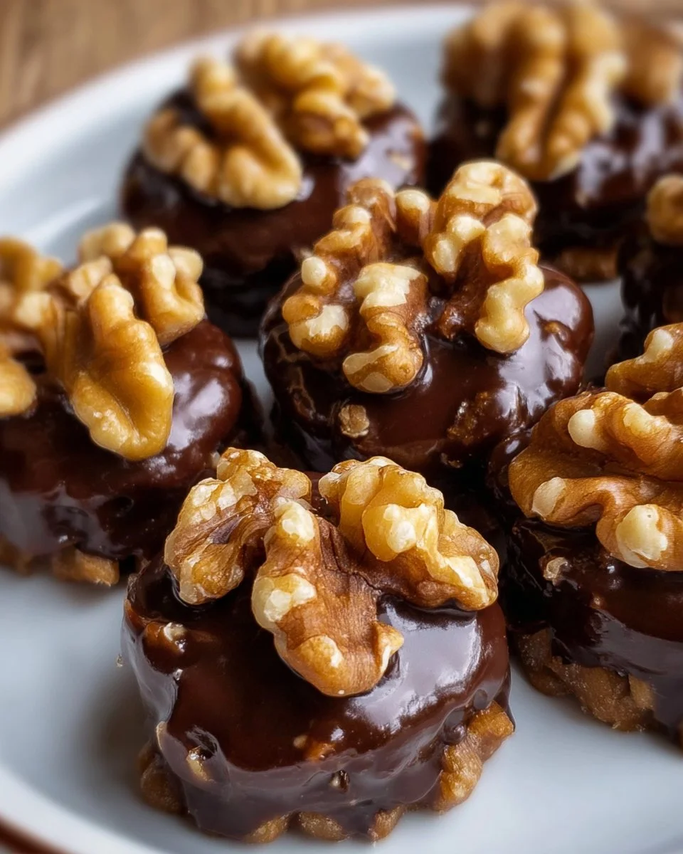 Walnuss Dattel Pralinen ohne Zucker auf einem Teller