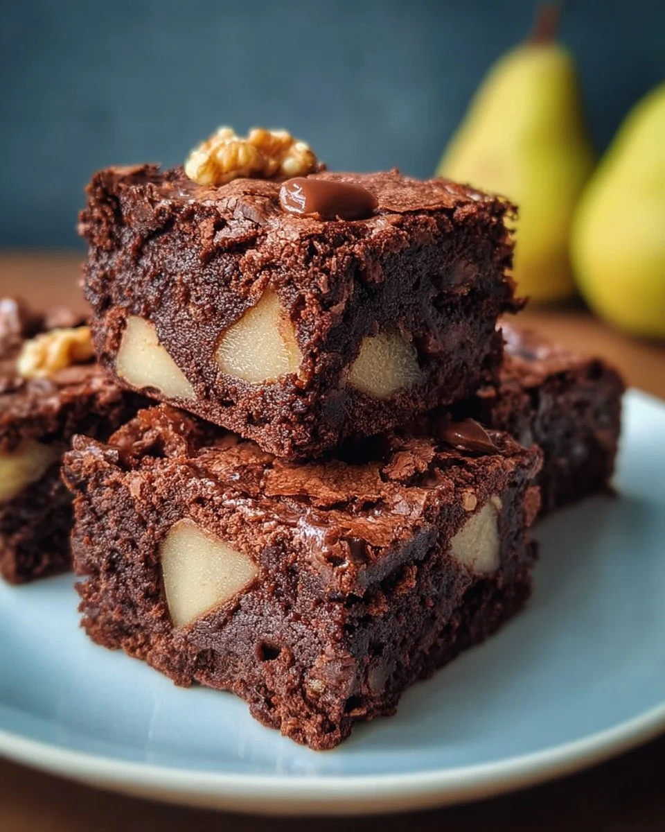 Walnuss-Brownies mit saftigen Birnen und Schokoladengeschmack