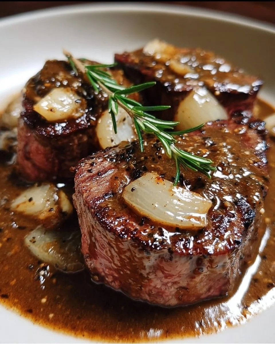 Zartes Rinderfilet in Balsamico-Cremesauce auf einem Teller serviert