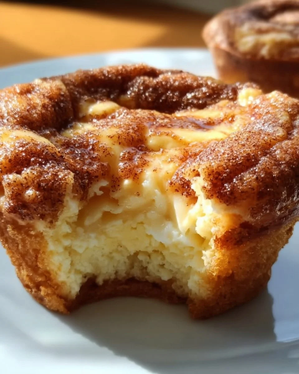 Frische Zimt-Cheesecake-Muffins auf einem Teller serviert