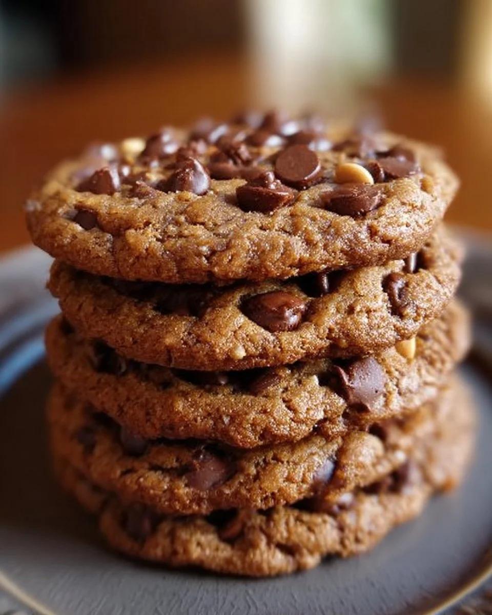 Zuckerfreie Erdnussbutter-Schoko-Kekse auf einem Teller