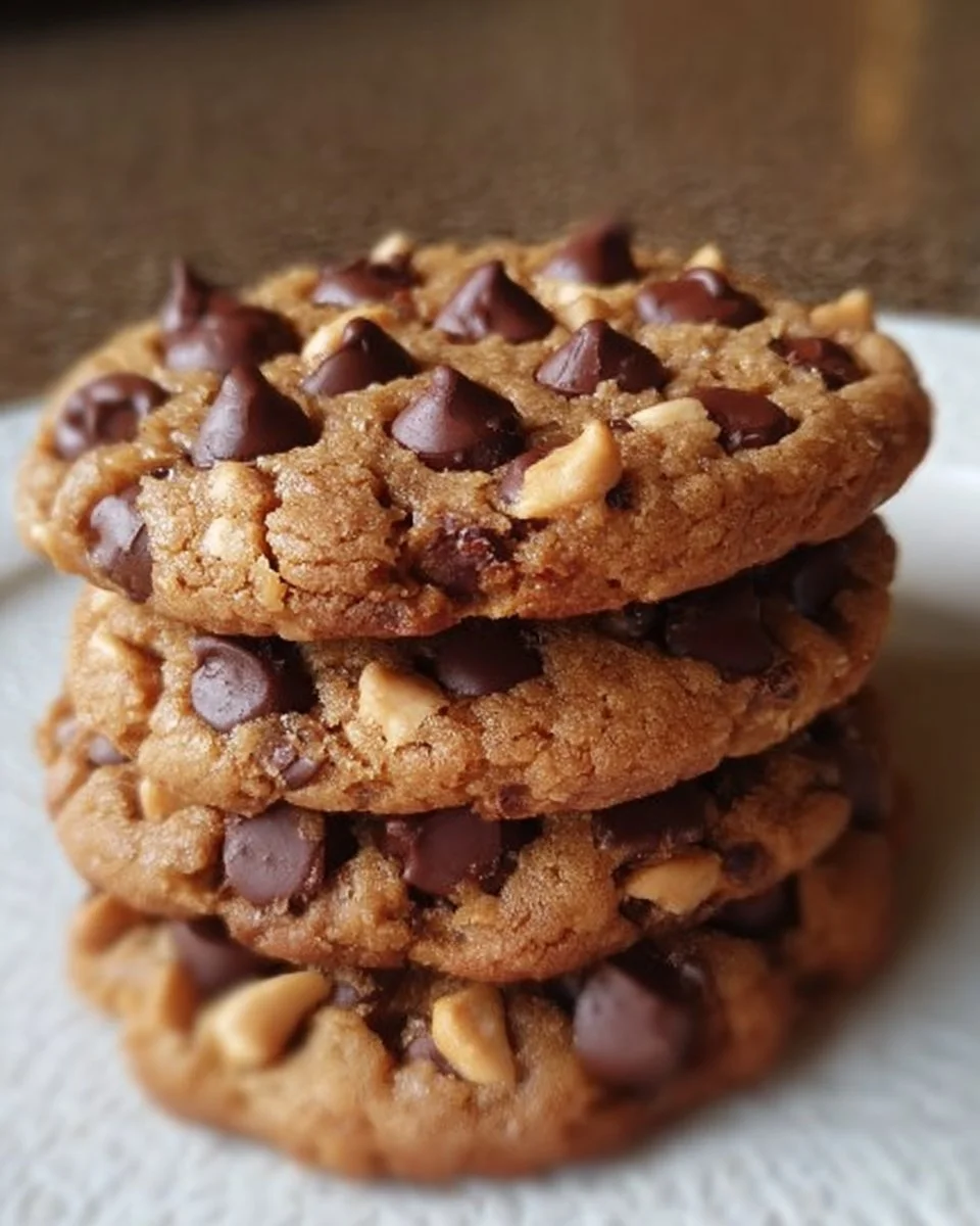 Zuckerfreie Erdnussbutter-Schokoladenkekse auf einem Teller