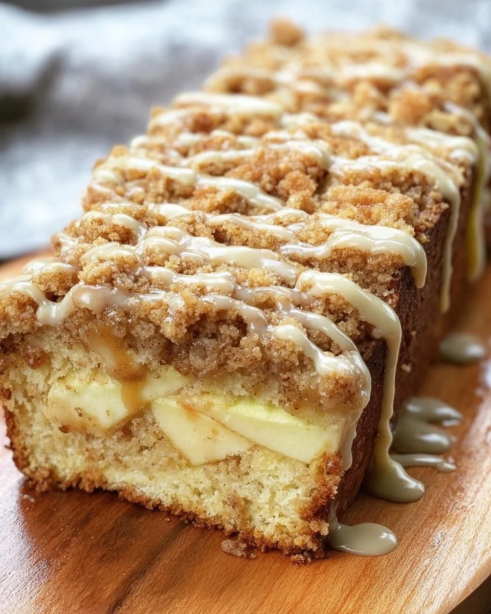 Apfel-Crisp-Cheesecake-Brot mit knusprigen Äpfeln und cremigem Käse