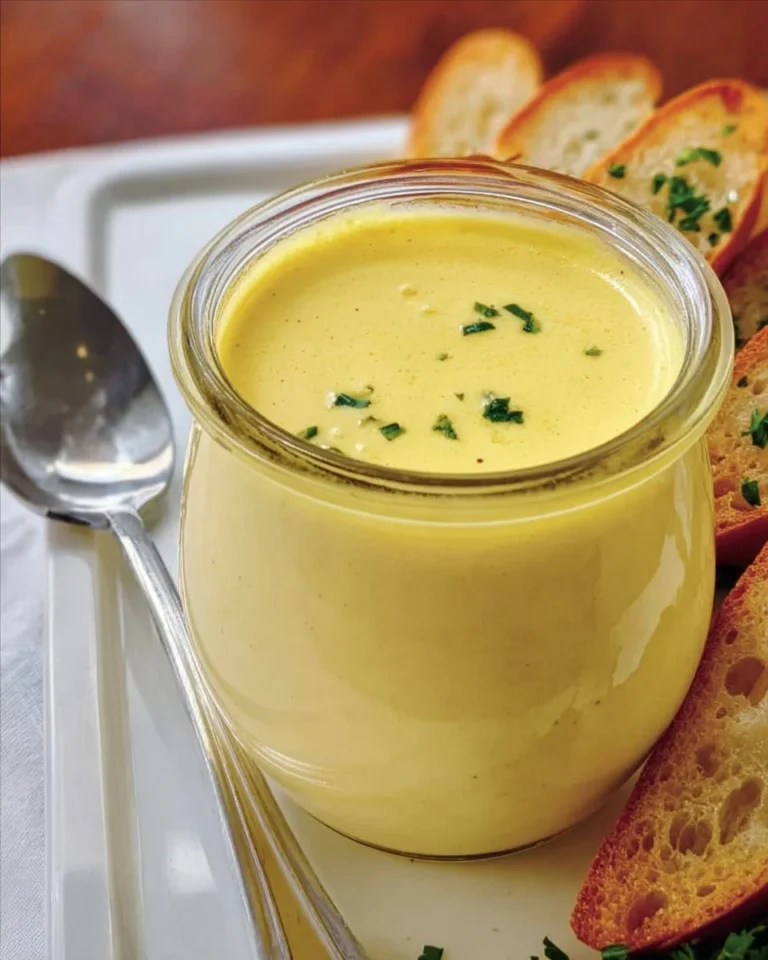 Beurre Blanc Sauce in einer eleganten Präsentation auf einem Teller.