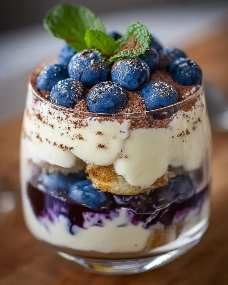 Blaubeer Tiramisu im Glas ohne Ei und Alkohol, leckeres Dessertrezept