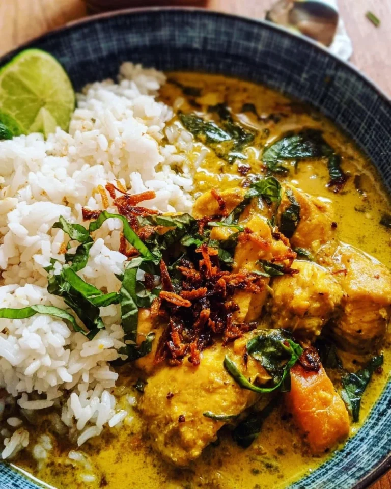 Crockpot-Hühnchen-Curry mit Kokosnuss und knusprigem Schalotten-Basilikum-Öl