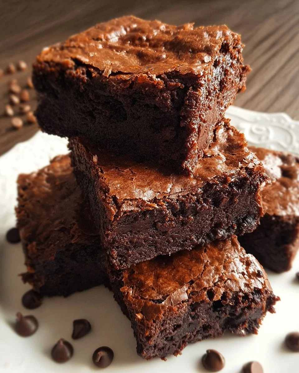 Dekadente Schokoladenbrownies mit Schokoladenglasur und Nüssen
