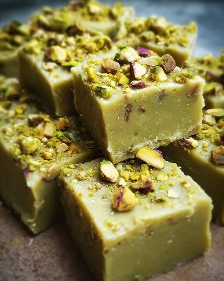 Leckeres Stück Pistazienfudge auf einem Teller