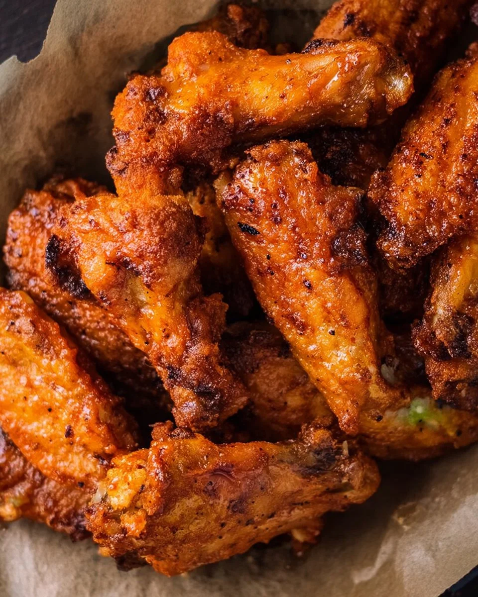 Leckere und knusprige Ofenflügel auf einem Teller serviert