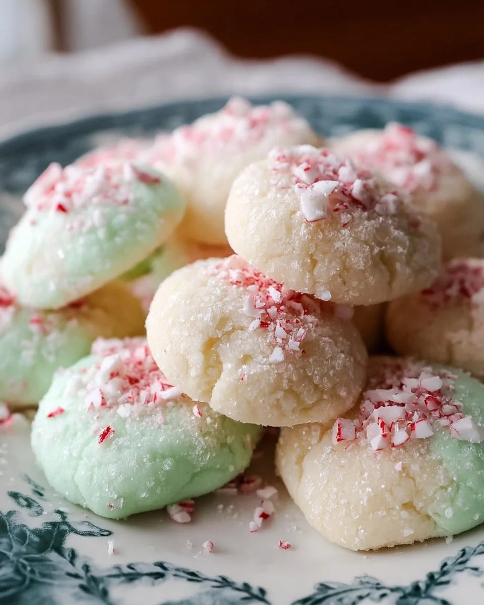 Einfache und leckere Pfefferminz-Meltaway-Kekse auf einem Blech