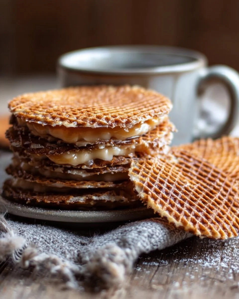 Leckere Stroopwafels mit Karamellfüllung auf einem Teller