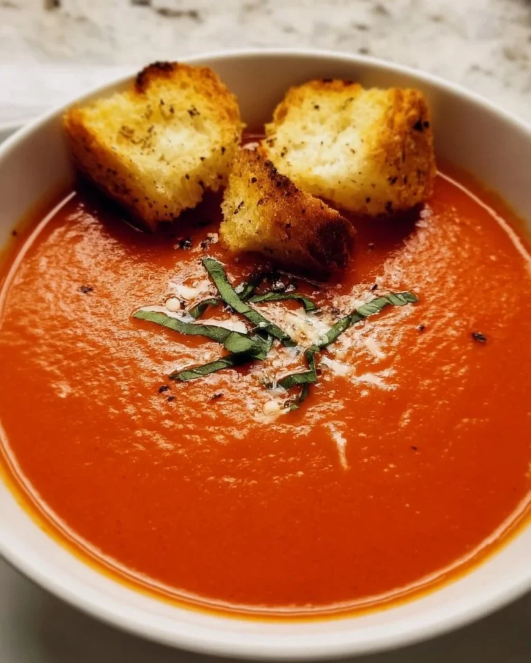 Einfache Tomatensuppe mit frischen Tomaten und Gewürzen