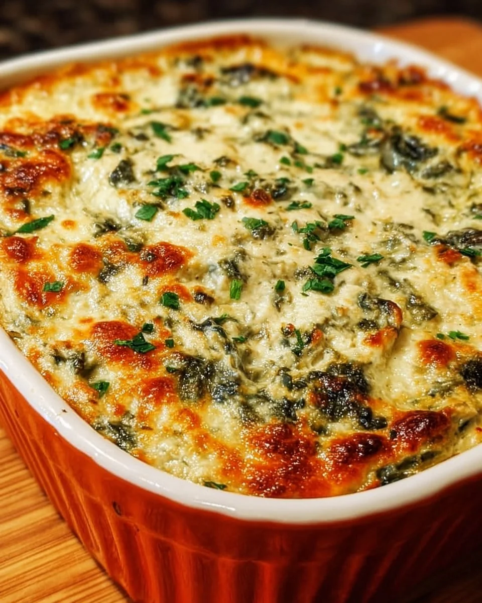 Leckeres einfaches gebackenes Spinat-Artischocken-Dip im ofen