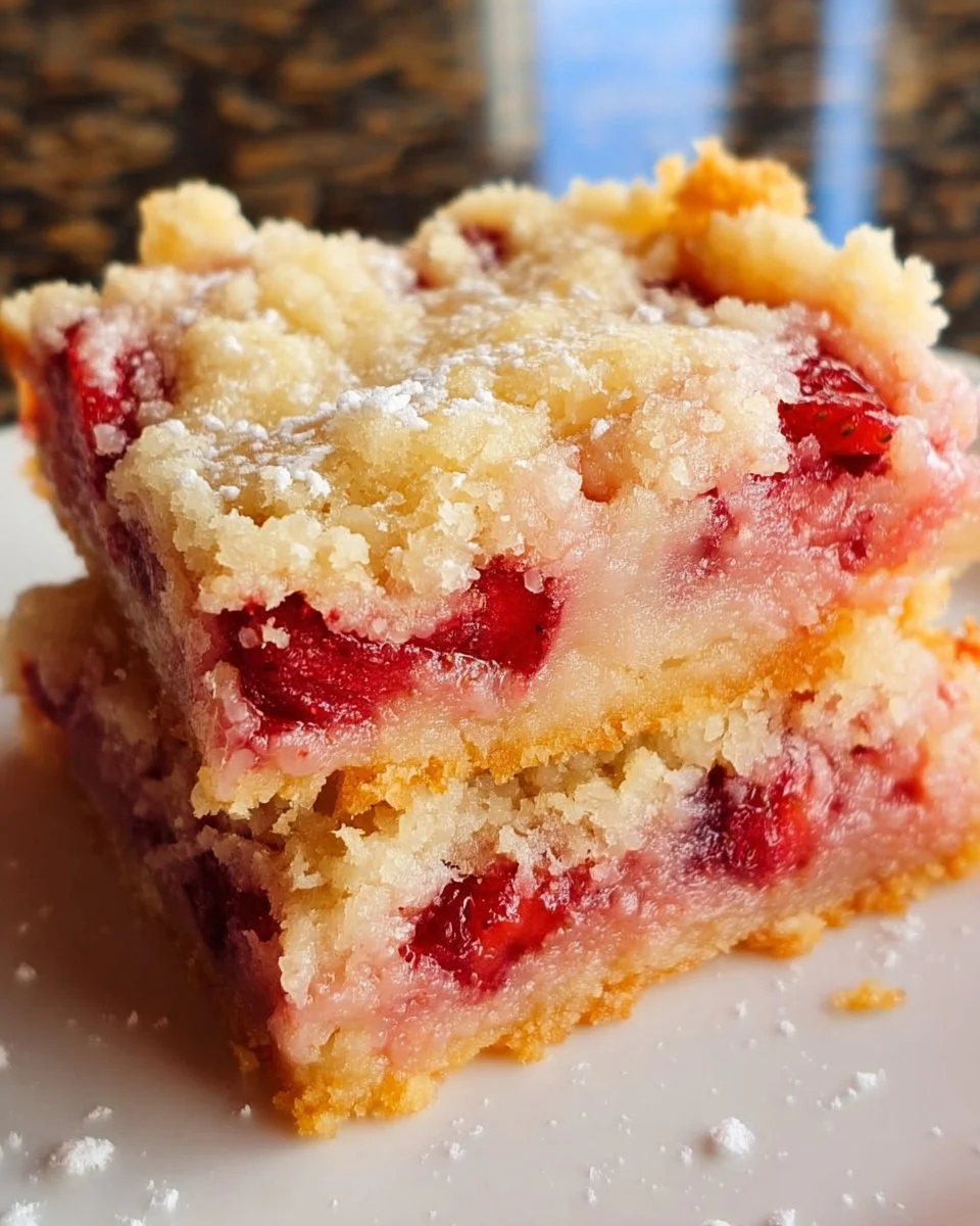 Leckere Erdbeer-Pie-Riegel auf einem Teller, ideal für Dessertliebhaber.