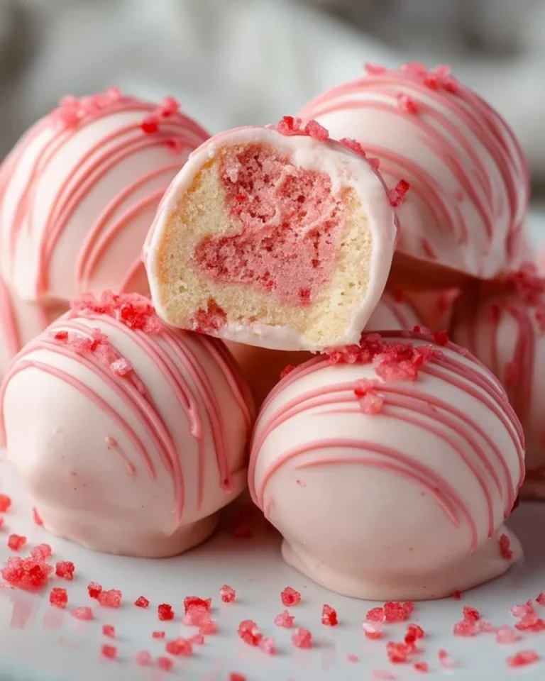 Erdbeer-Shortcake-Trüffel mit Sahne und frischen Erdbeeren