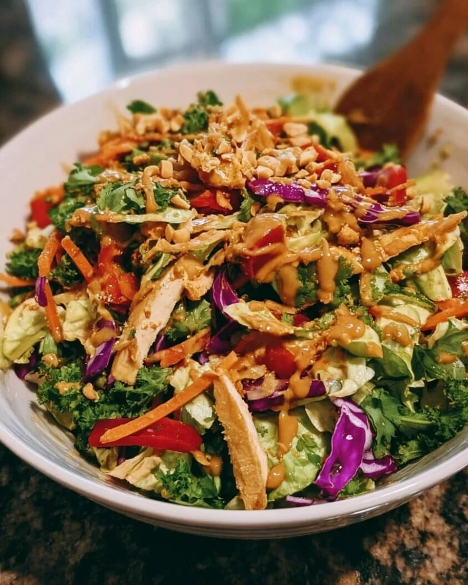 Erdnuss-Knusper-Salat mit frischen Zutaten und knusprigen Erdnüssen