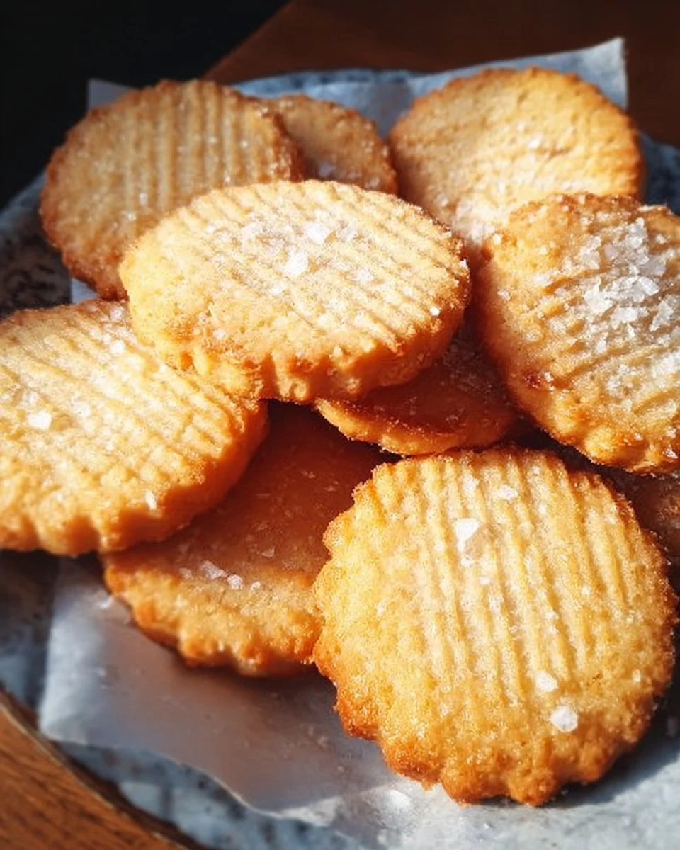 Französische gesalzene Butterkekse auf einem Holzbrett