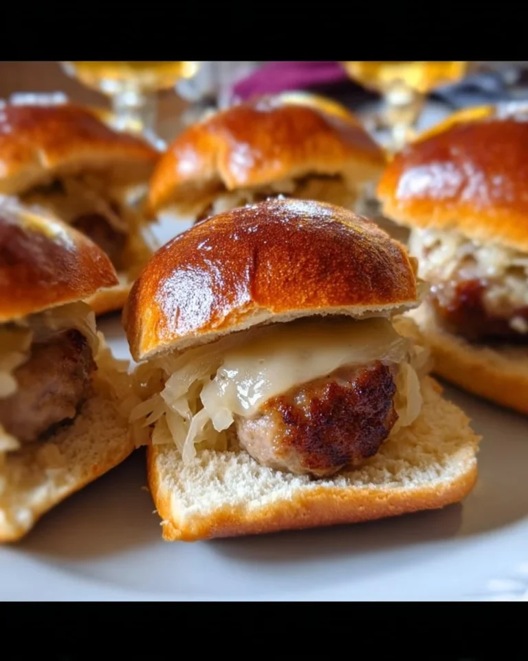 Halal Rindfleischwurst und Sauerkraut Slider auf einem Teller