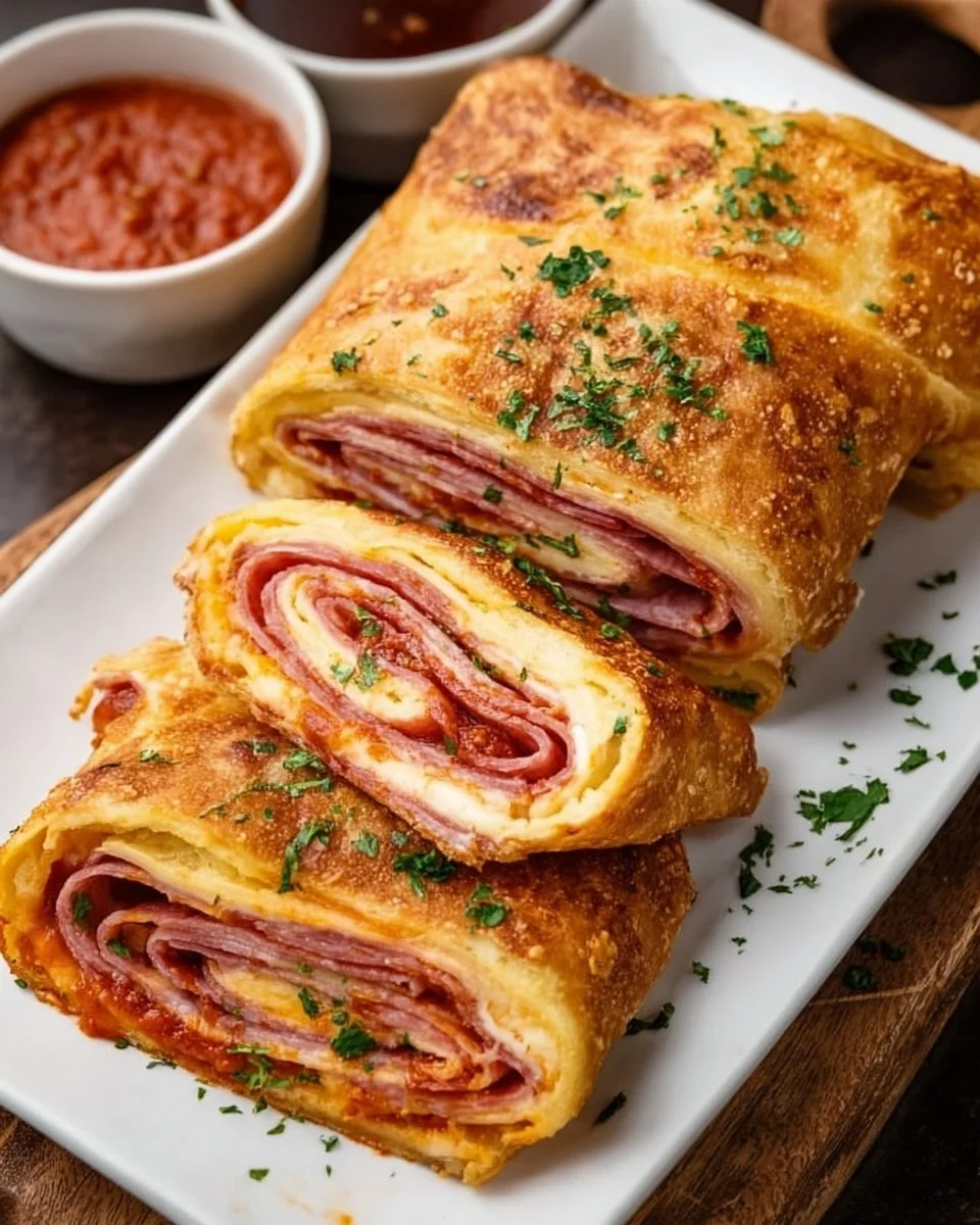 Hausgemachter Stromboli mit glutenfreiem Pizzateig auf einem Teller