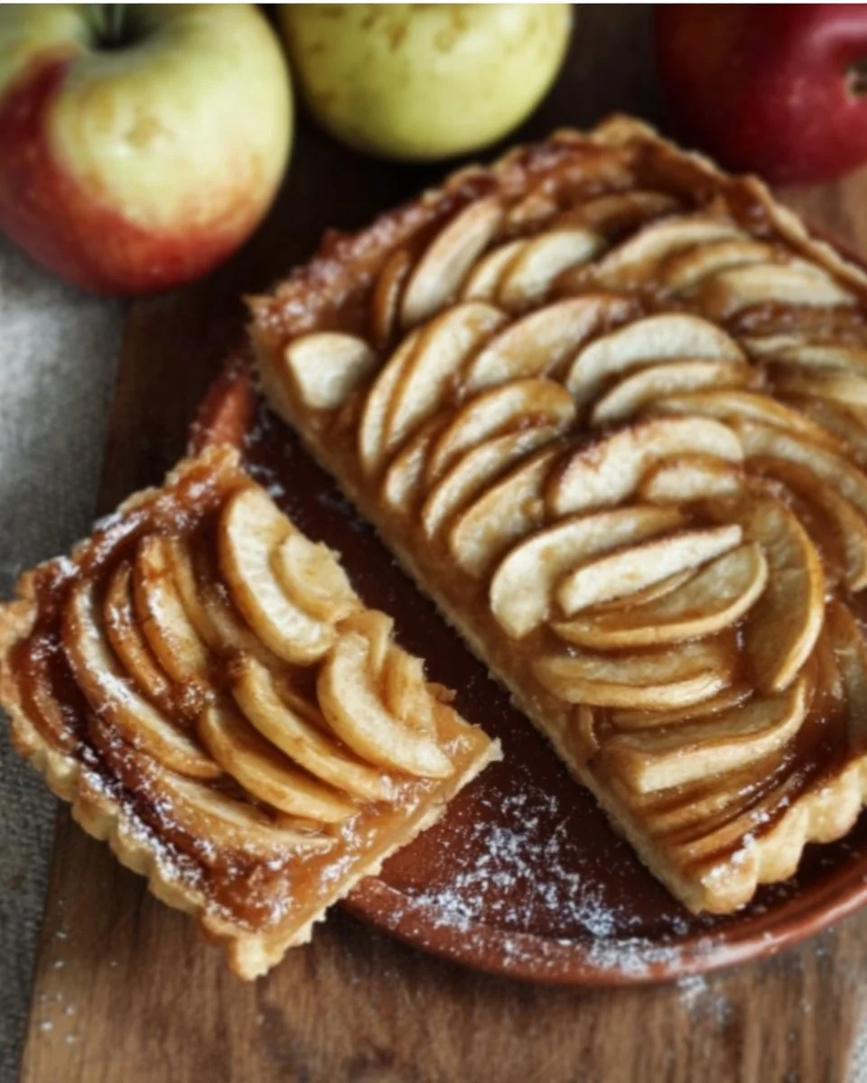 Honig-Äpfel Erdnussbutter Tart mit frischen Äpfeln und cremiger Erdnussbutter