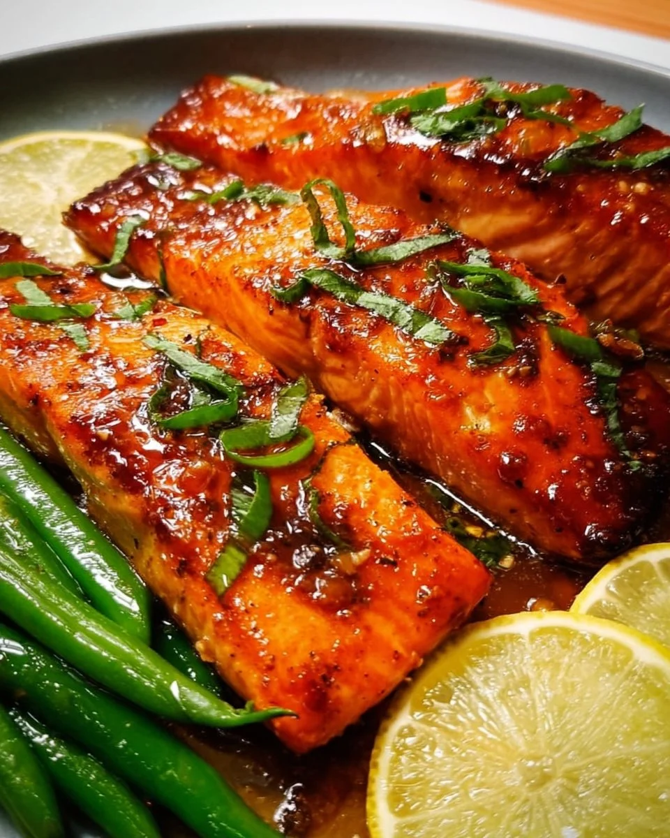 Honig Knoblauch Lachs Gericht mit frischen Zutaten auf einem Teller