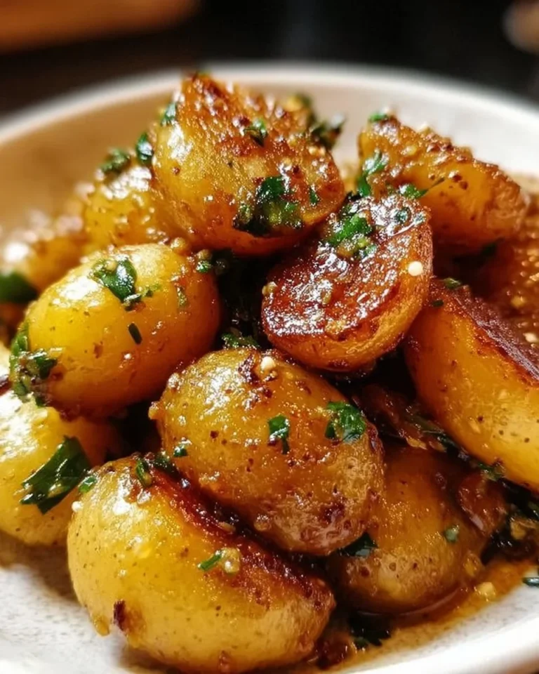 Schüssel mit Honig-Senf-Kartoffeln, knusprig und aromatisch zubereitet.