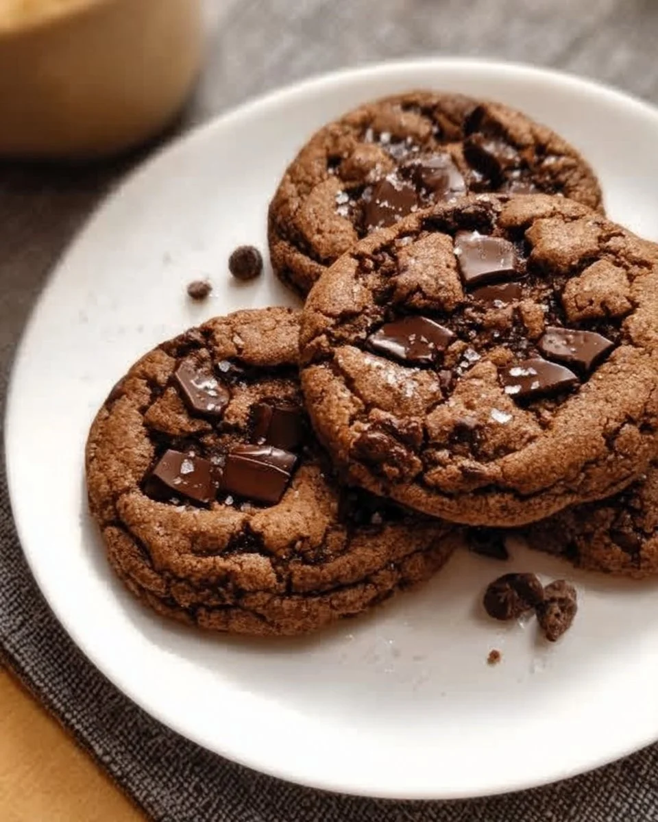 Kauende Schokoladenkekse mit reichhaltigem Kakaogeschmack auf einem Teller