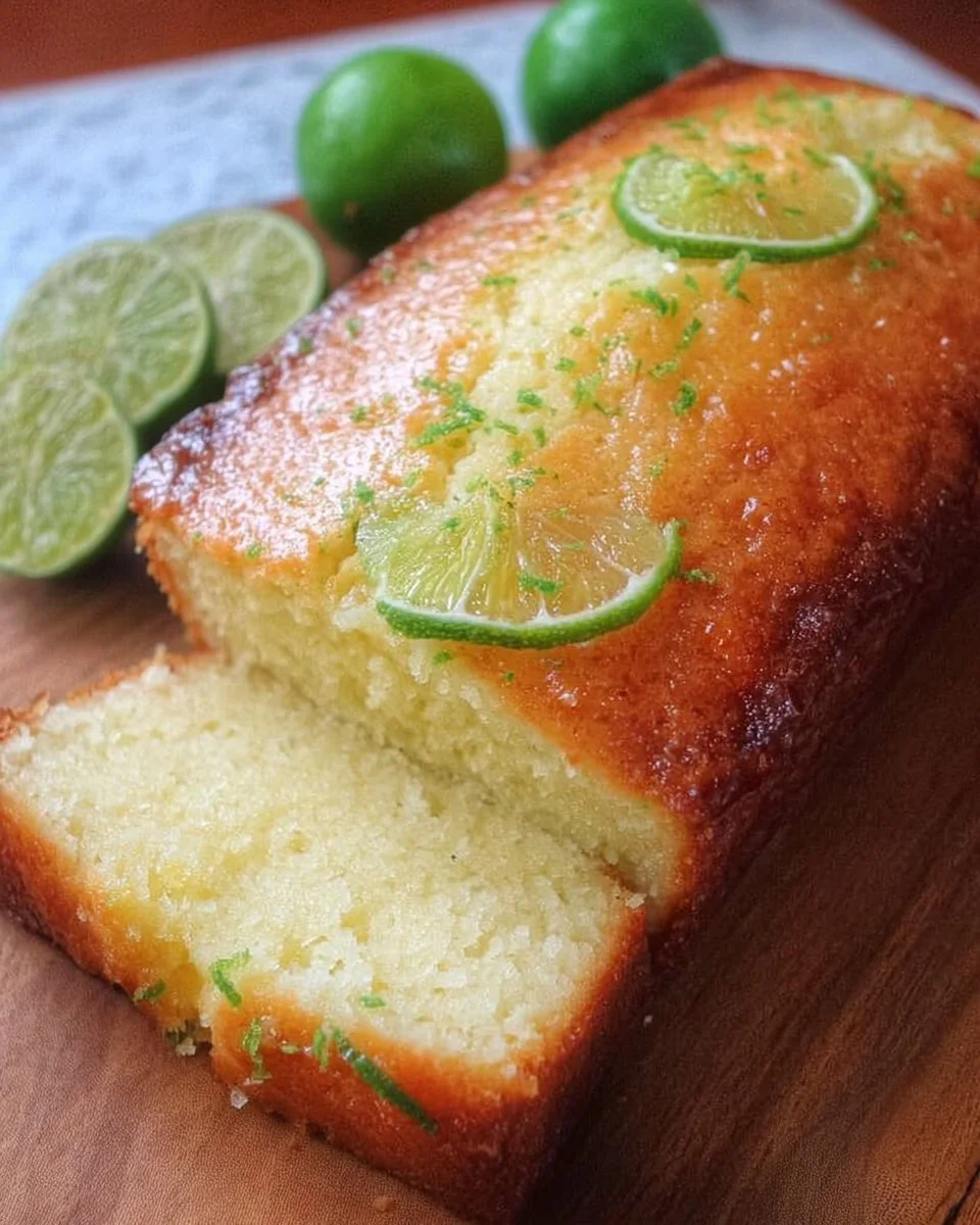 Frischer Key Lime Pound Cake mit köstlicher Glasur und Limettenscheiben