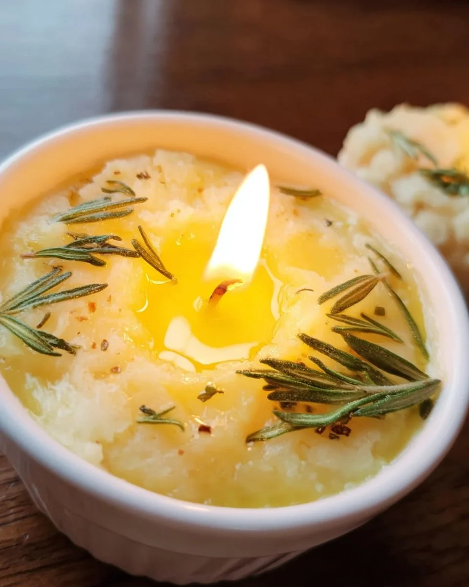Knoblauchbutterkerze auf einem Teller, bereit zum Servieren