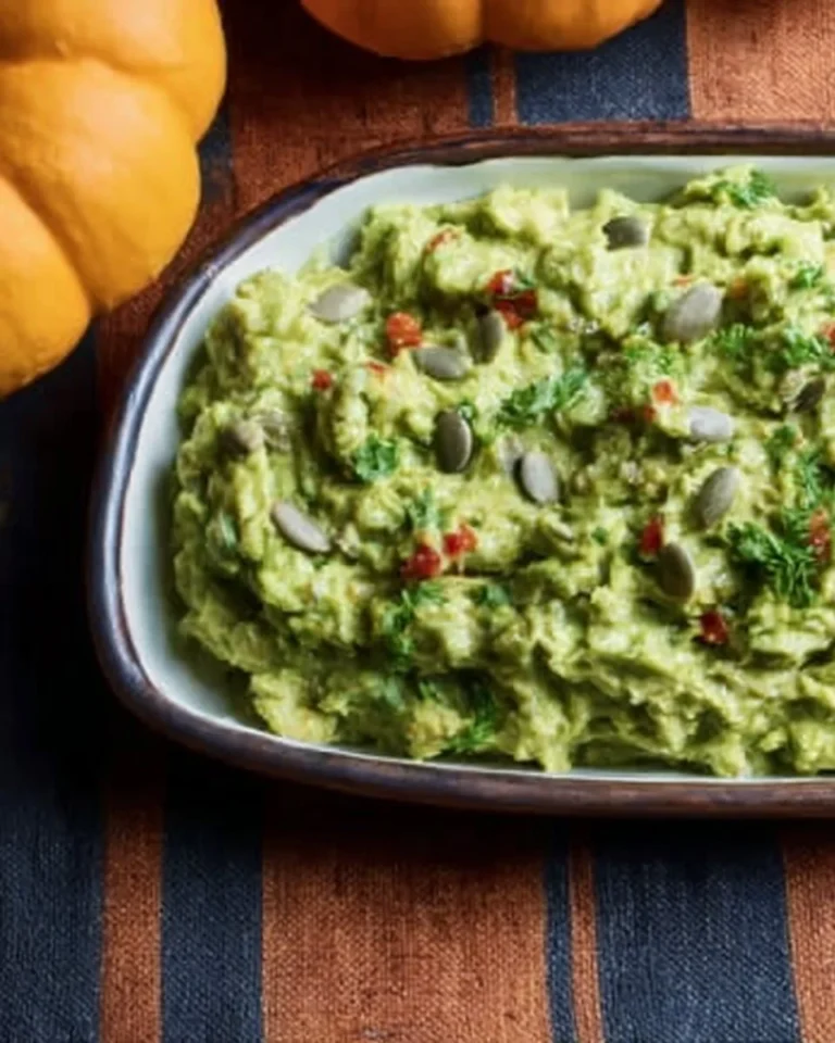 Kürbis-Guacamole in einer Schüssel mit frischen Zutaten, bereit zum Servieren