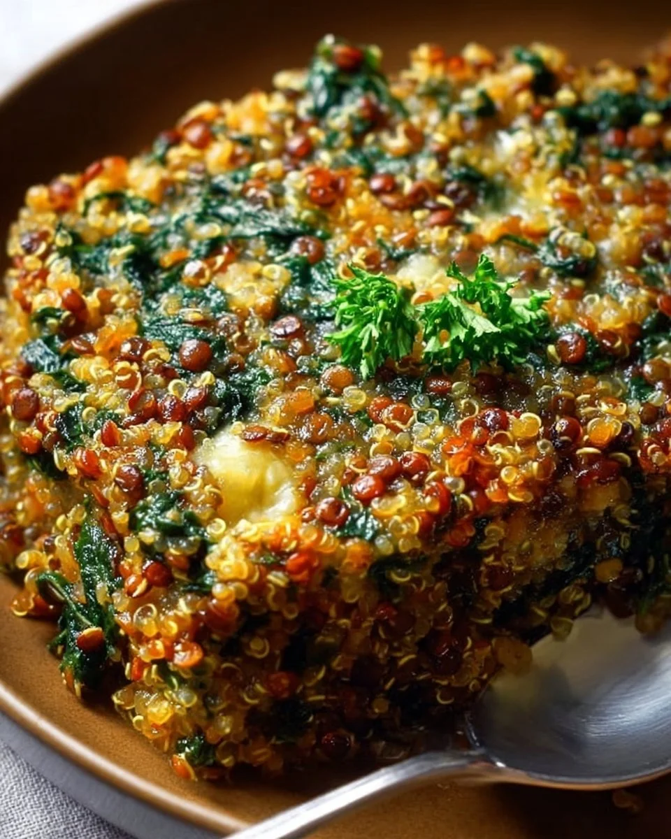 Leckerer Quinoa Linsen Spinat Auflauf, gesund und einfach zuzubereiten